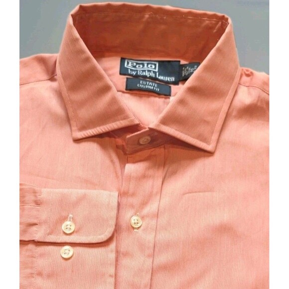 NEW Polo Ralph Lauren Estate Custom Fit LS Shirt Size 16 32/33 Orange Coral NWT - Picture 2 of 11